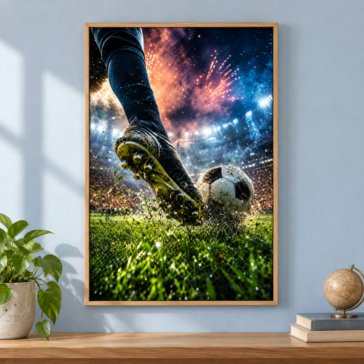 Match Day Energy Soccer Canvas Painting for Game Room Decor | brown_independent_close