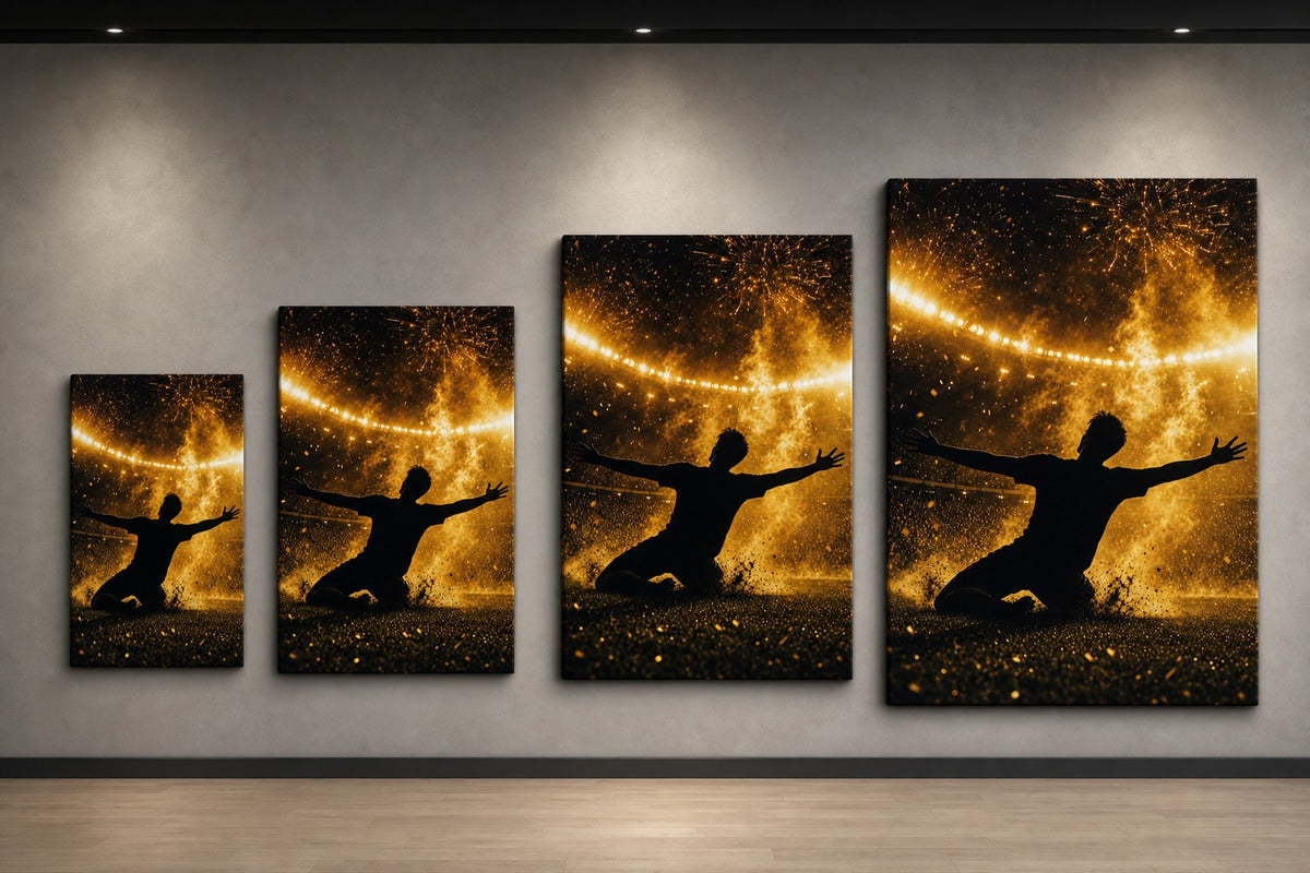 Victory Moment Soccer Canvas Wall Art canvas size comparison