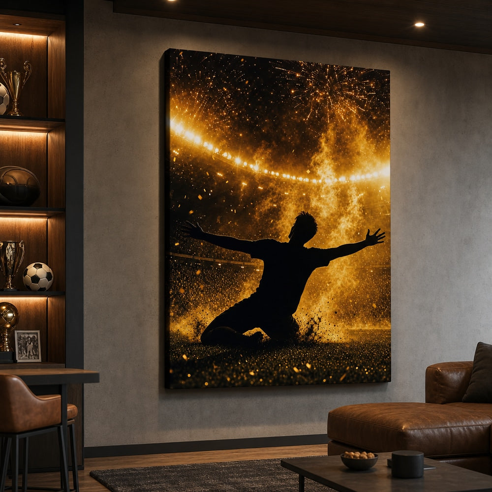 Victory Moment Soccer Canvas Wall Art 30×40 inch wrapped canvas wall mockup