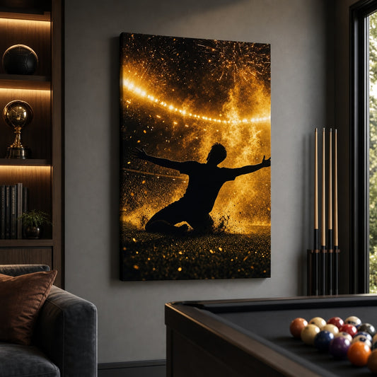 Victory Moment Soccer Canvas Wall Art sports room wall mockup