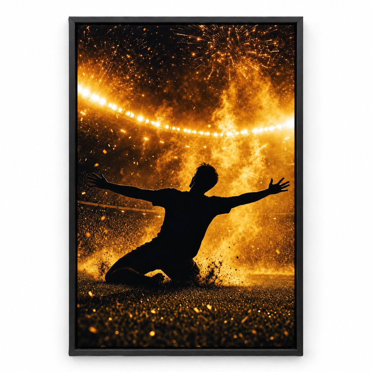 Victory Moment Soccer Canvas Painting for Game Room Decor | black_sku