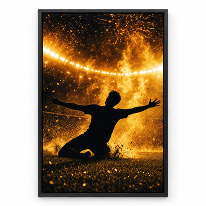 Victory Moment Soccer Canvas Painting for Game Room Decor | black_sku