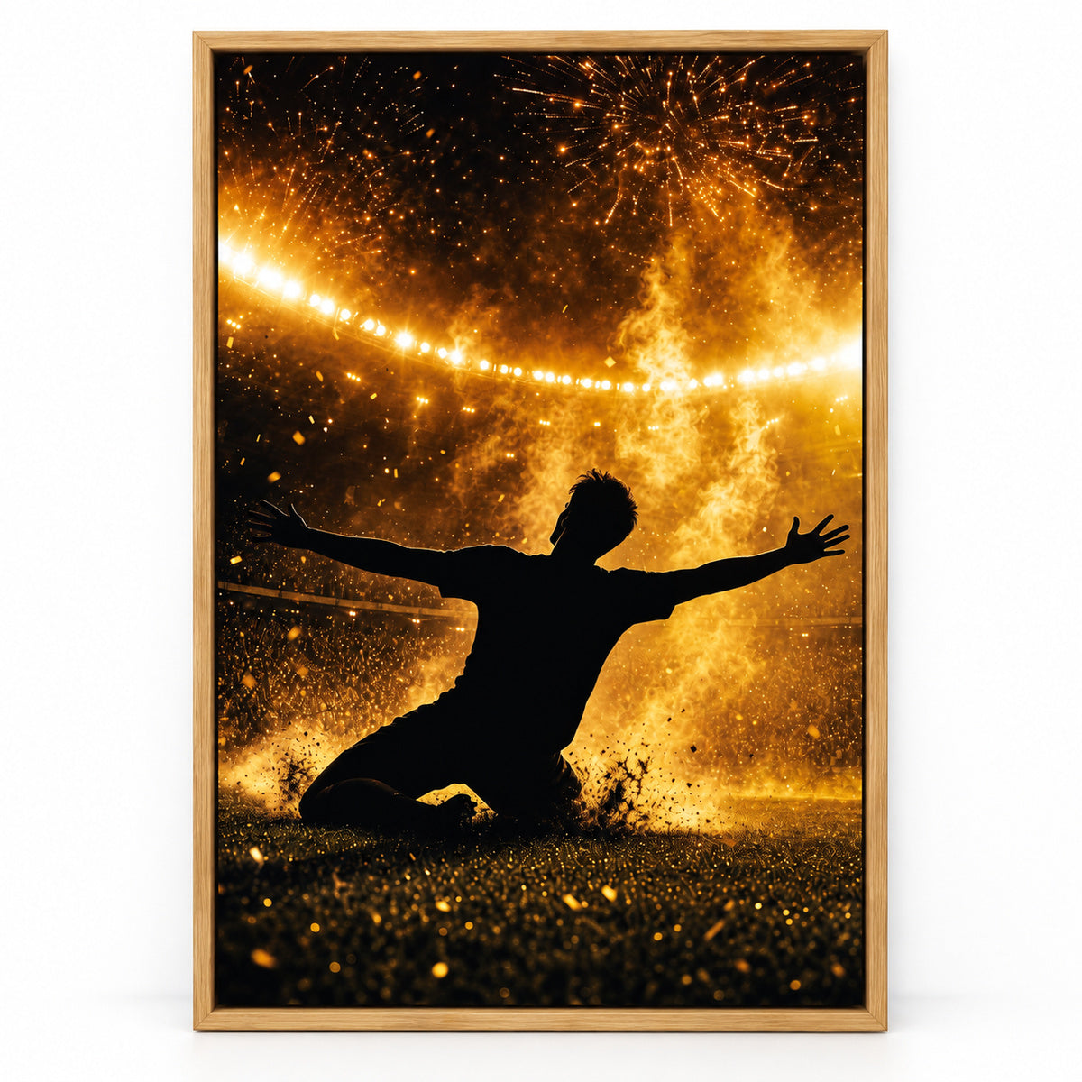 Victory Moment Soccer Canvas Painting for Game Room Decor | brown_sku