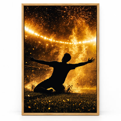 Victory Moment Soccer Canvas Painting for Game Room Decor | brown_sku