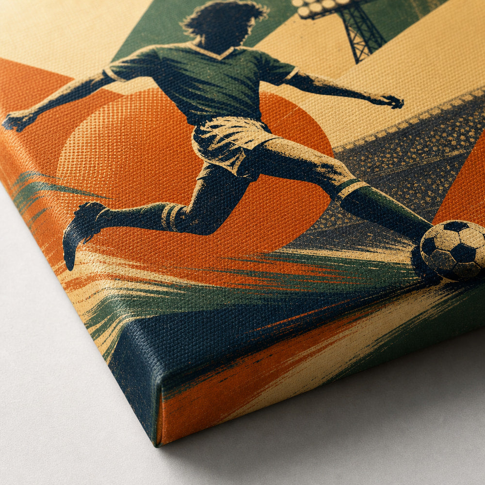 Vintage Soccer Poster Canvas Wall Art canvas print detail