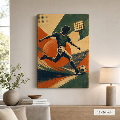 Vintage Soccer Poster Canvas Wall Art 18×24 inch wrapped canvas wall mockup