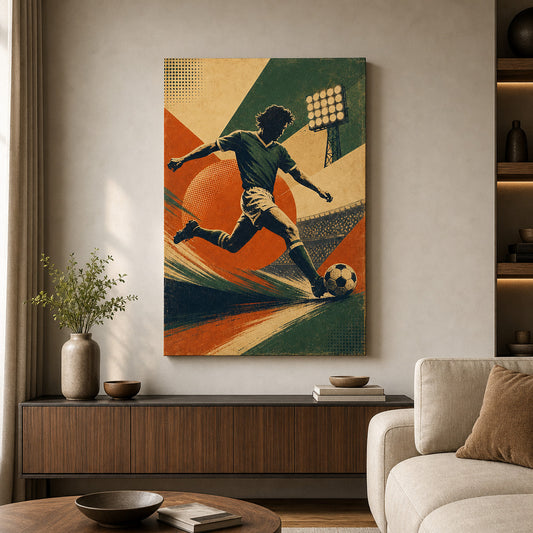 Vintage Soccer Poster Canvas Wall Art wall room mockup