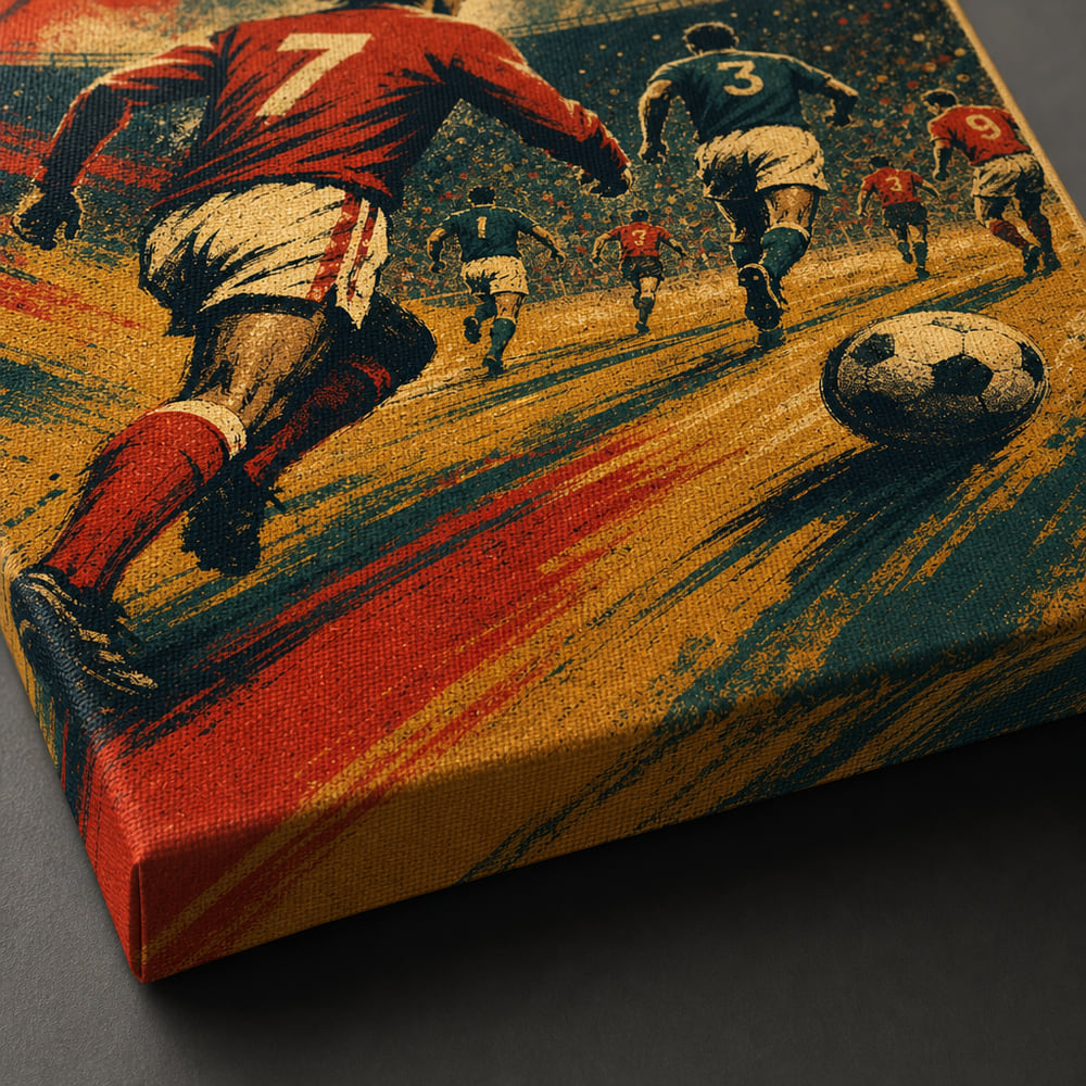 Retro Football Match Art Canvas Wall Art canvas print detail