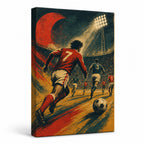 Retro Football Match Art Canvas Wall Art left side wrapped canvas white background main image