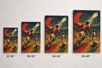 Retro Football Match Art Canvas Wall Art canvas size comparison