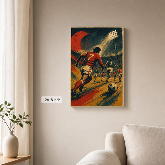 Retro Football Match Art Canvas Wall Art 12×18 inch thin wrapped canvas wall mockup