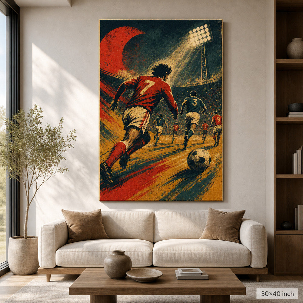 Retro Football Match Art Canvas Wall Art 30×40 inch wrapped canvas wall mockup