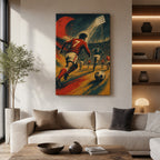 Retro Football Match Art Canvas Wall Art wall room mockup