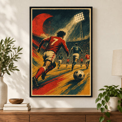 Retro Football Match Canvas Painting for Game Room Decor | black_independent_close