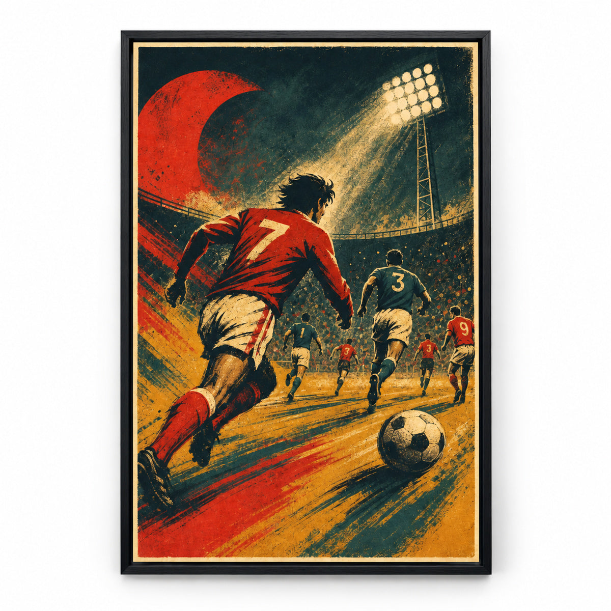 Retro Football Match Canvas Painting for Game Room Decor | black_sku