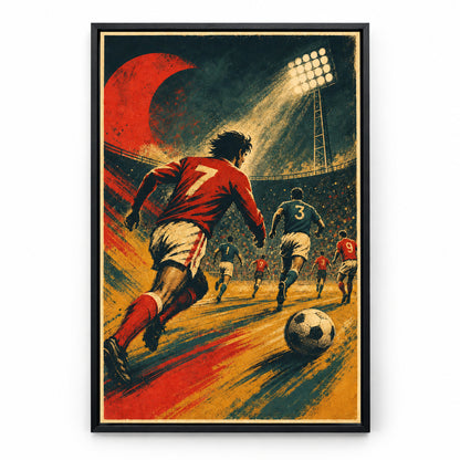 Retro Football Match Canvas Painting for Game Room Decor | black_sku