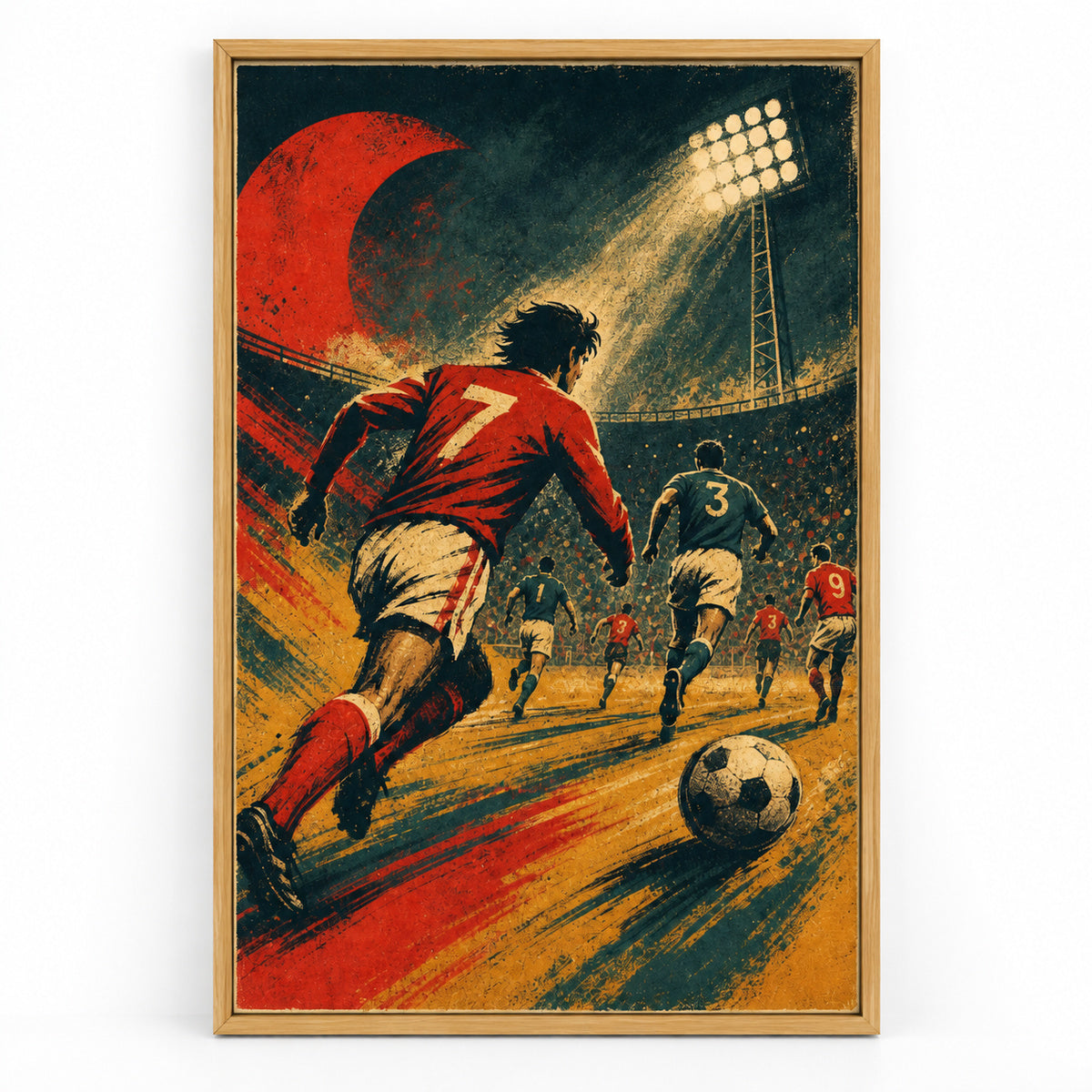 Retro Football Match Canvas Painting for Game Room Decor | brown_sku