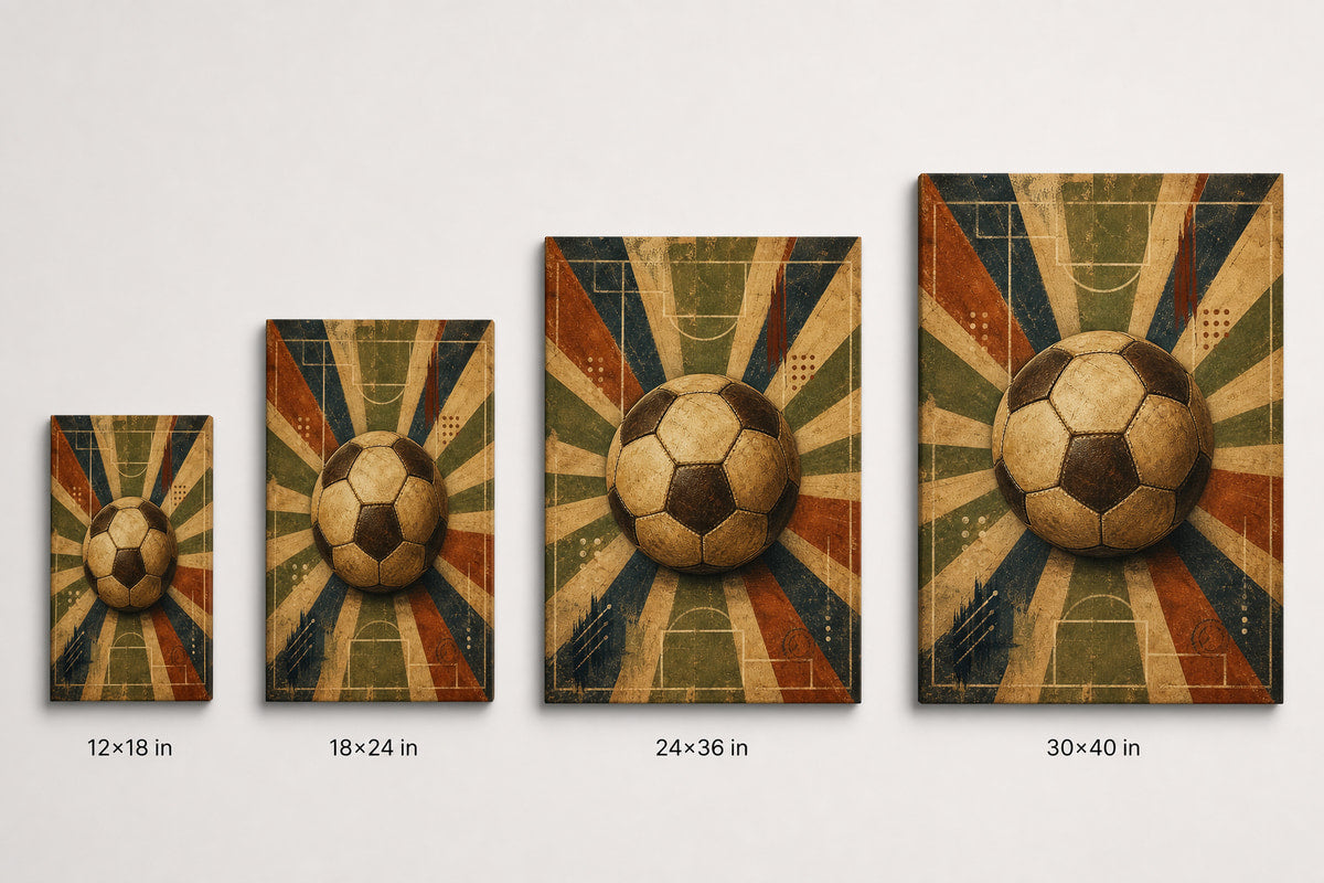 Classic Soccer Ball Canvas Wall Art canvas size comparison