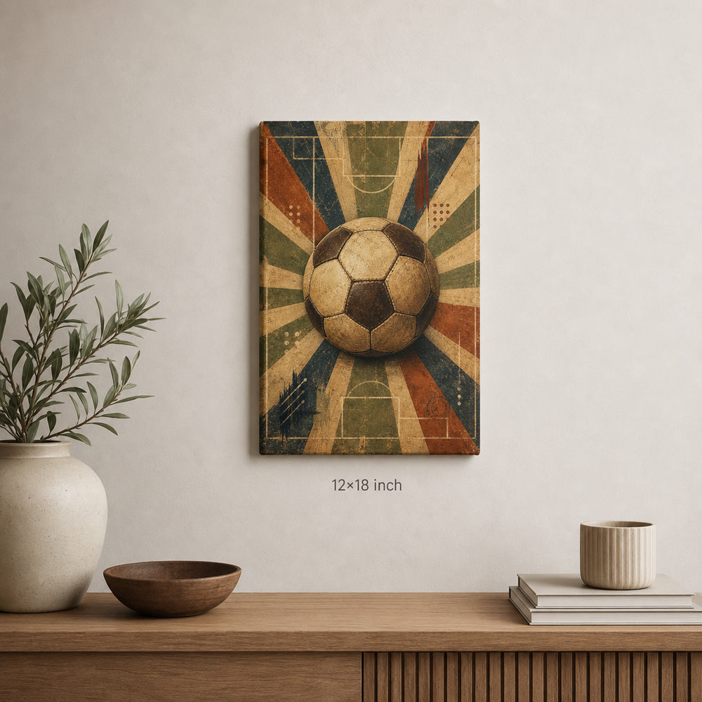 Classic Soccer Ball Canvas Wall Art 12×18 inch thin wrapped canvas wall mockup