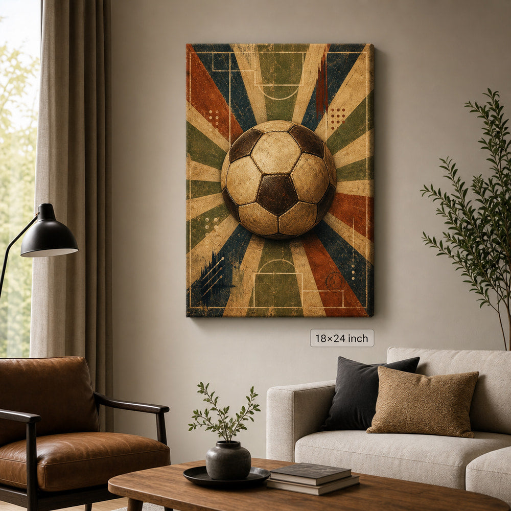 Classic Soccer Ball Canvas Wall Art 18×24 inch wrapped canvas wall mockup
