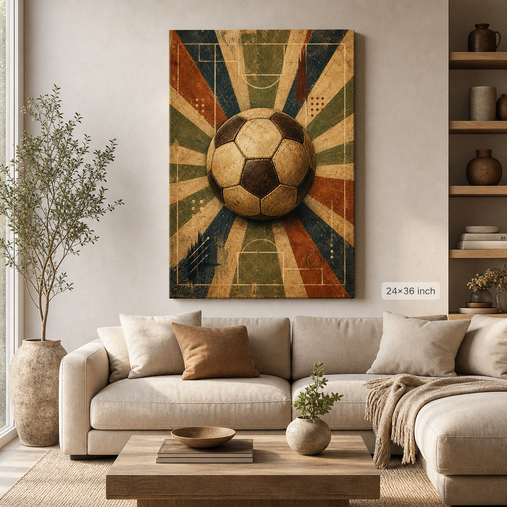 Classic Soccer Ball Canvas Wall Art 24×36 inch wrapped canvas wall mockup
