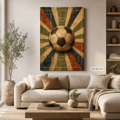 Classic Soccer Ball Canvas Wall Art 24×36 inch wrapped canvas wall mockup