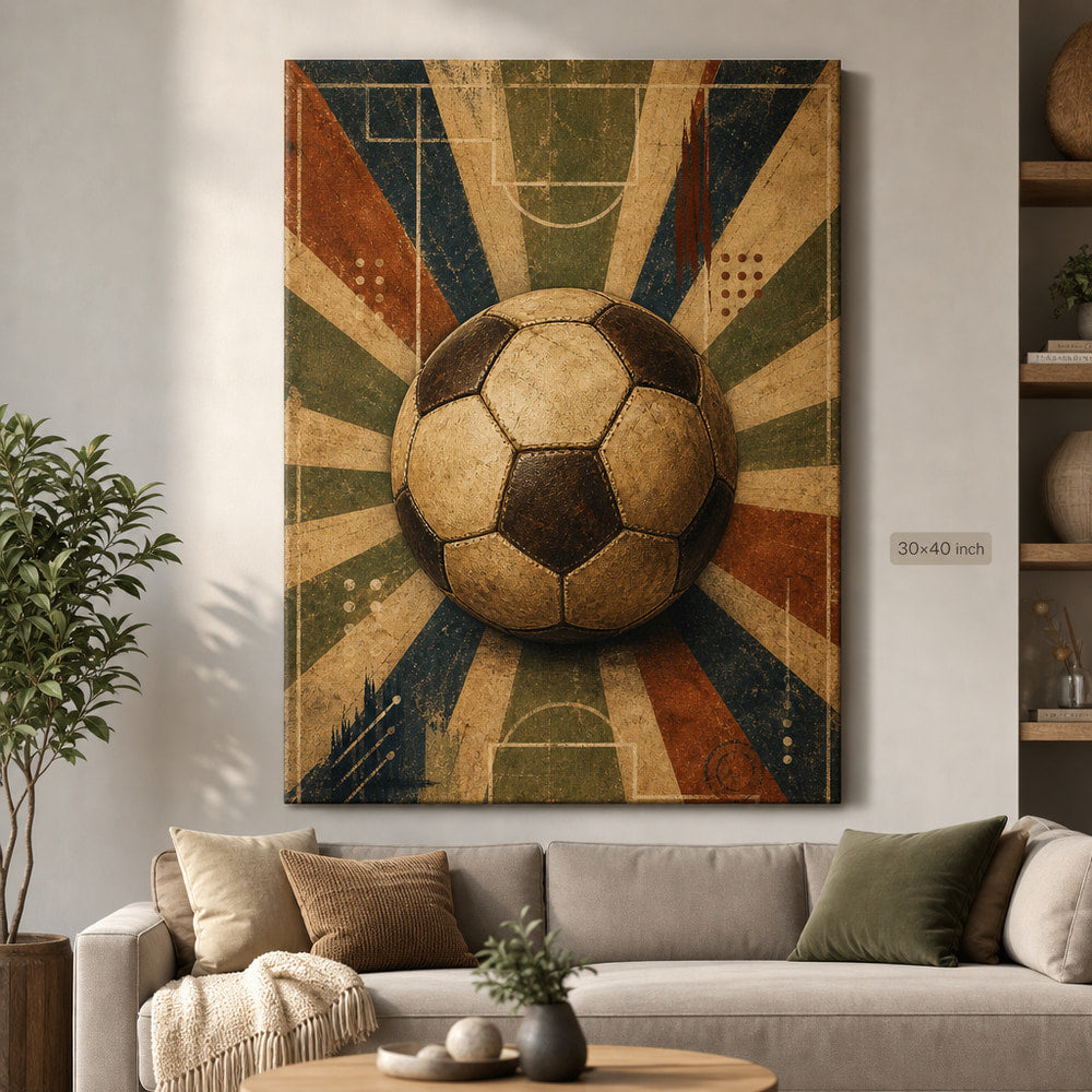 Classic Soccer Ball Canvas Wall Art 30×40 inch wrapped canvas wall mockup