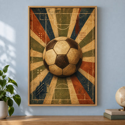 Classic Soccer Ball Canvas Painting for Game Room Decor | brown_independent_close