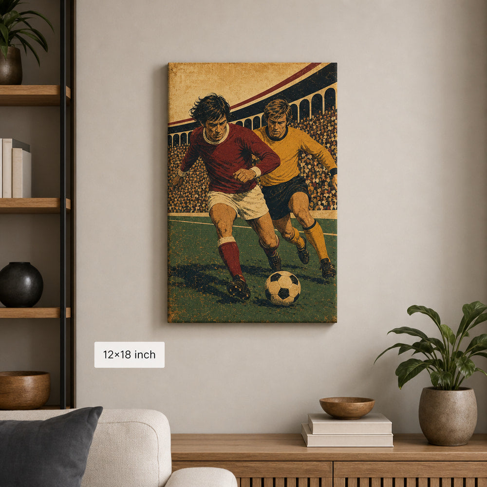 Old School Football Wall Decor Canvas Art 12×18 inch thin wrapped canvas wall mockup