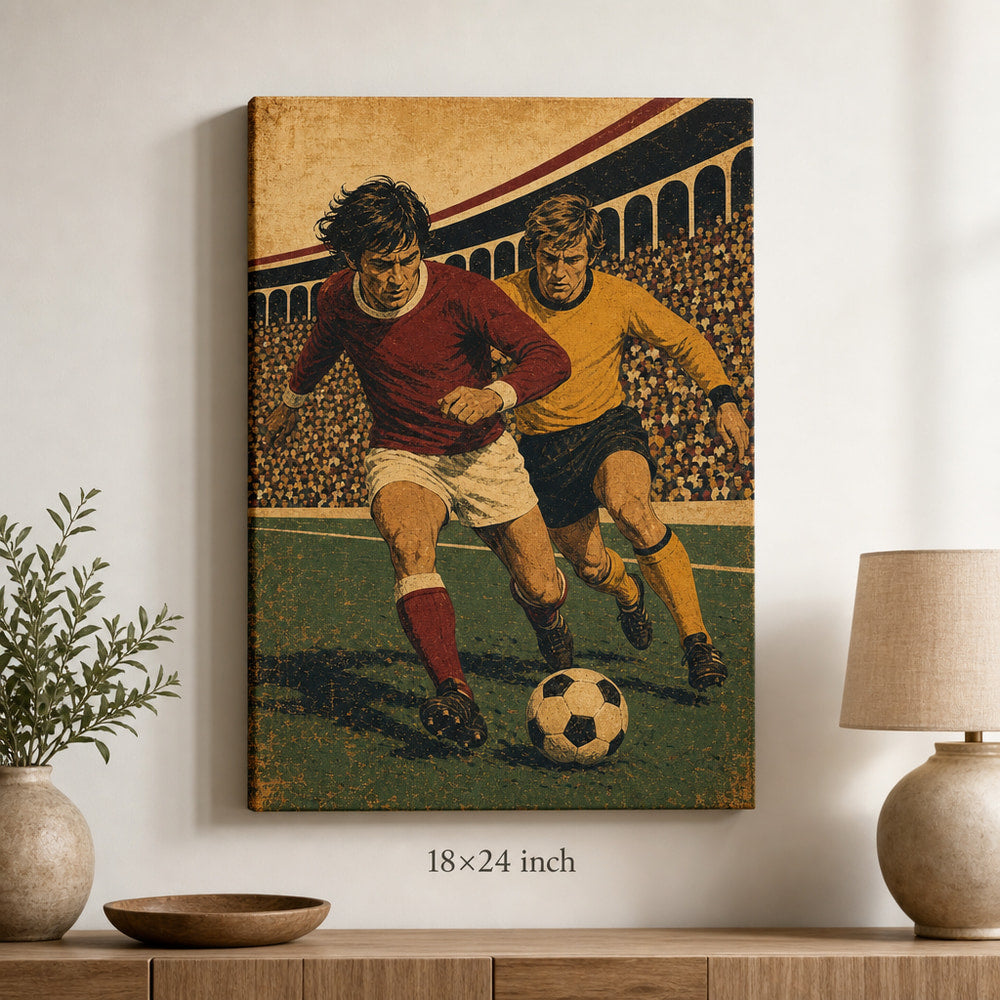 Old School Football Wall Decor Canvas Art 18×24 inch wrapped canvas wall mockup