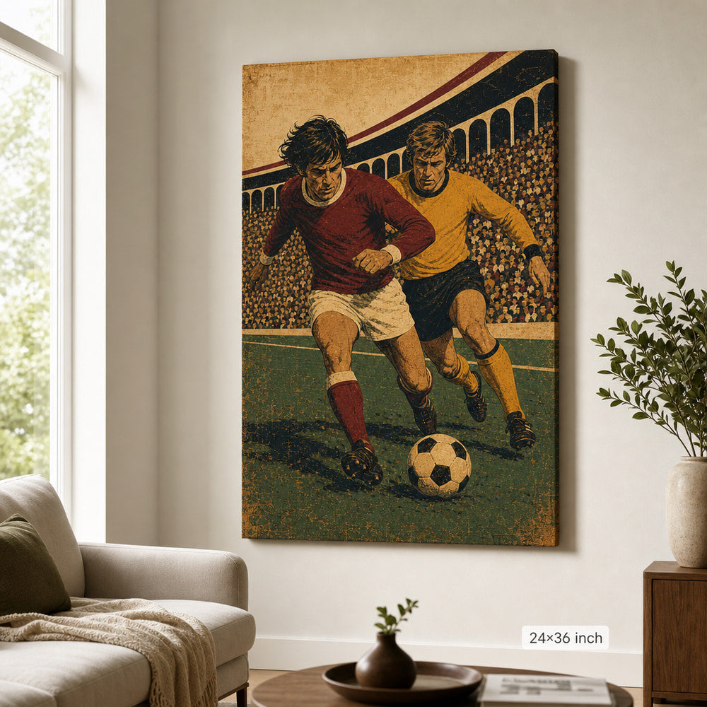 Old School Football Wall Decor Canvas Art 24×36 inch wrapped canvas wall mockup