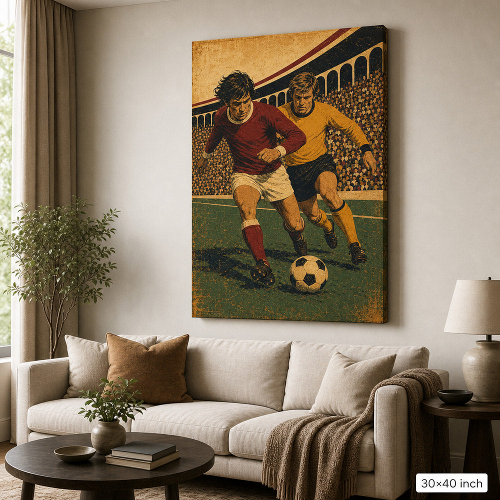 Old School Football Wall Decor Canvas Art 30×40 inch wrapped canvas wall mockup