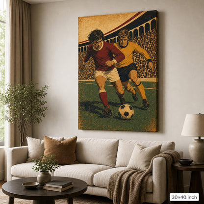 Old School Football Wall Decor Canvas Art 30×40 inch wrapped canvas wall mockup