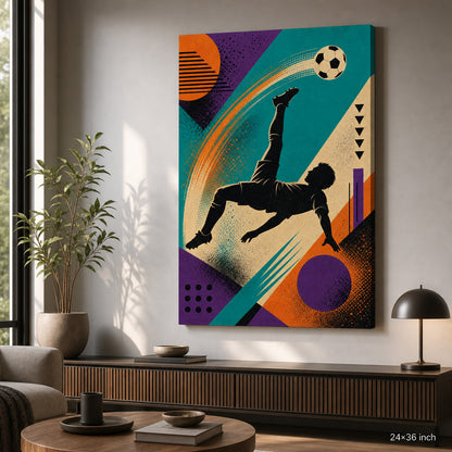 90s Soccer Inspired Canvas Wall Art 24×36 inch wrapped canvas wall mockup