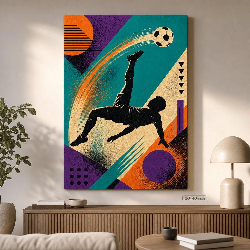 90s Soccer Inspired Canvas Wall Art 30×40 inch wrapped canvas wall mockup