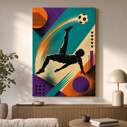 90s Soccer Inspired Canvas Wall Art 30×40 inch wrapped canvas wall mockup