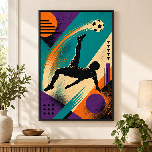 90s Soccer Inspired Canvas Painting for Game Room Decor | black_independent_close