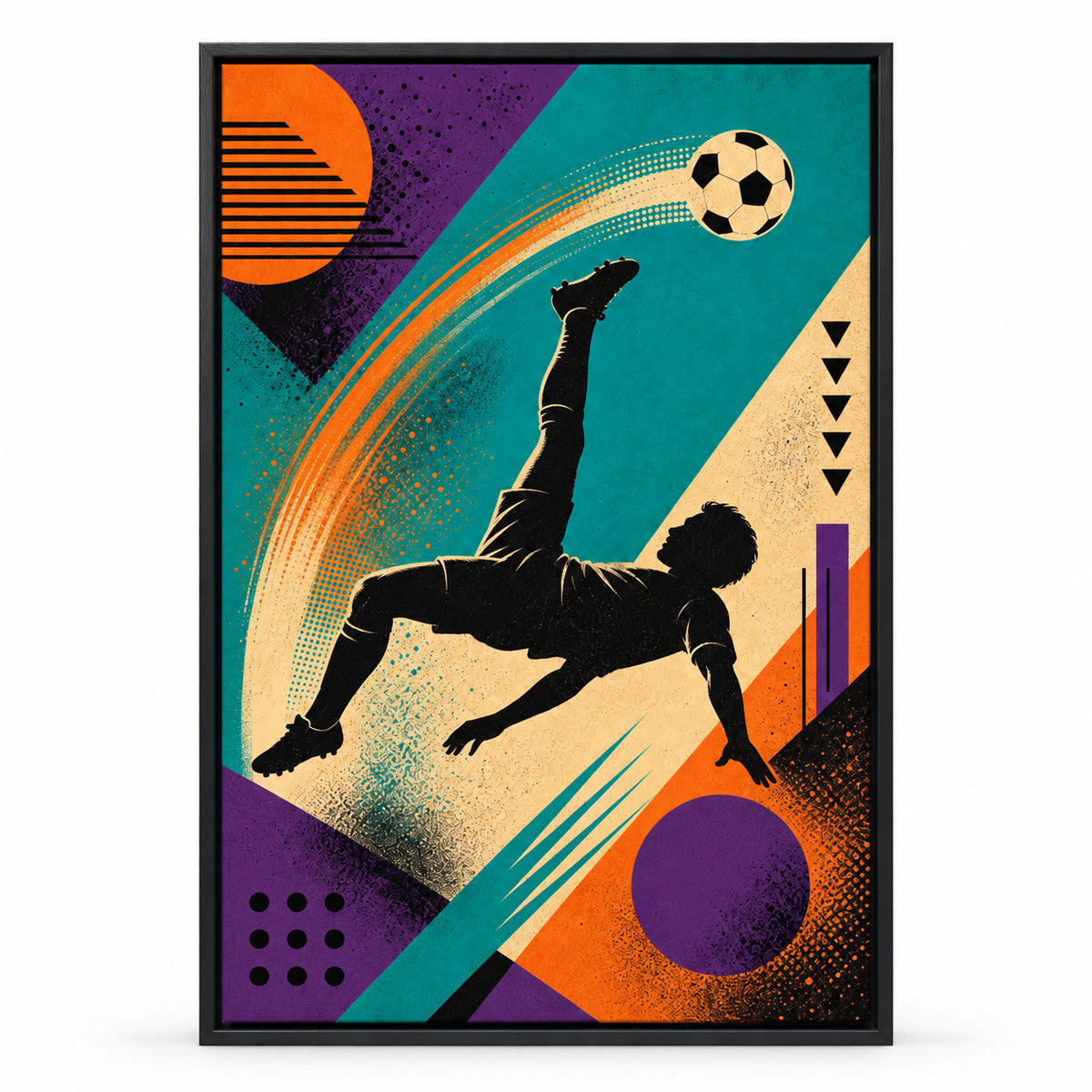 90s Soccer Inspired Canvas Painting for Game Room Decor | black_sku