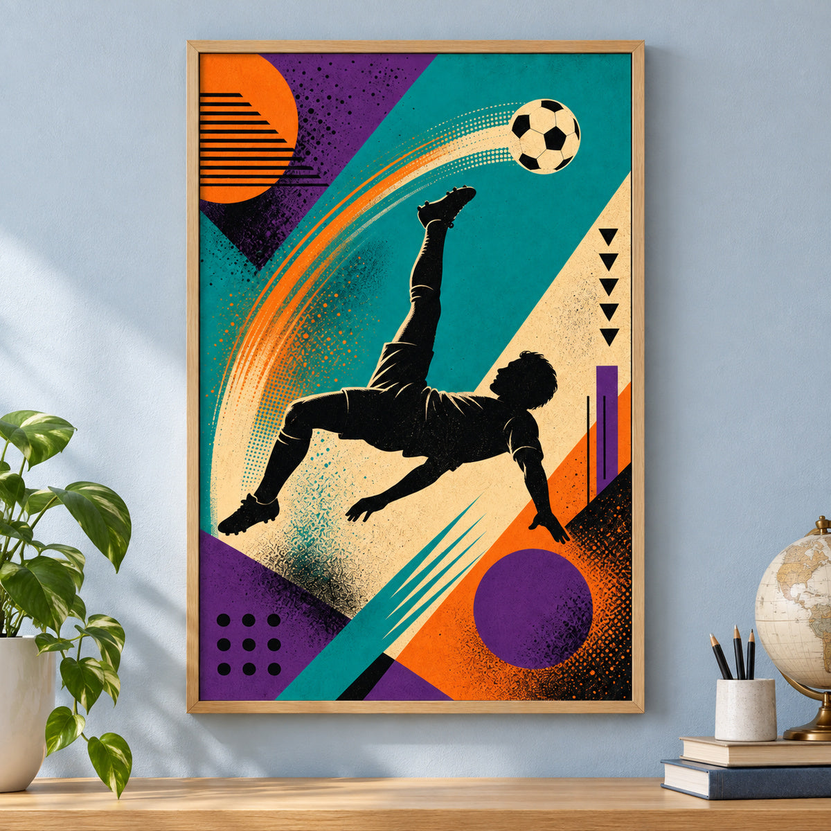 90s Soccer Inspired Canvas Painting for Game Room Decor | brown_independent_close