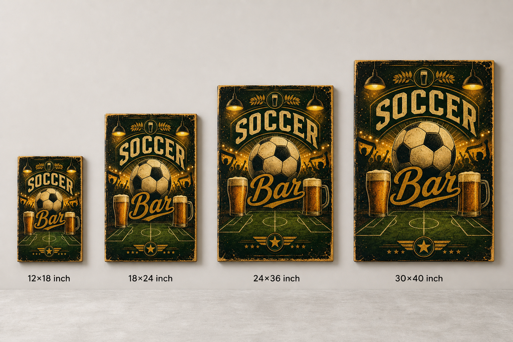 Soccer Bar Wall Art Canvas canvas size comparison