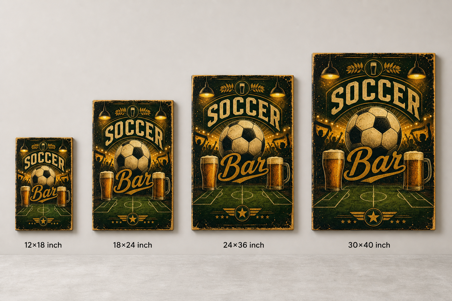 Soccer Bar Wall Art Canvas canvas size comparison