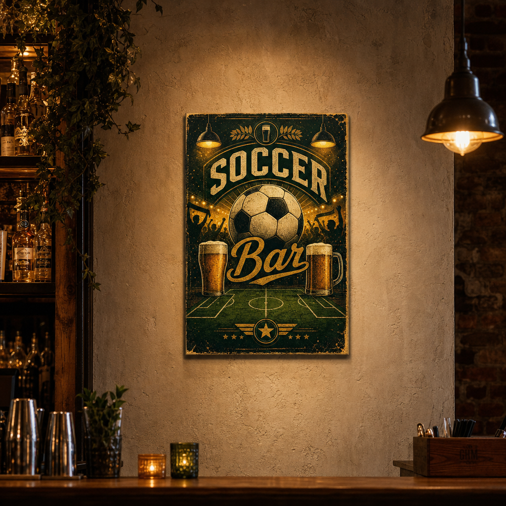 Soccer Bar Wall Art Canvas 12×18 inch thin wrapped canvas wall mockup