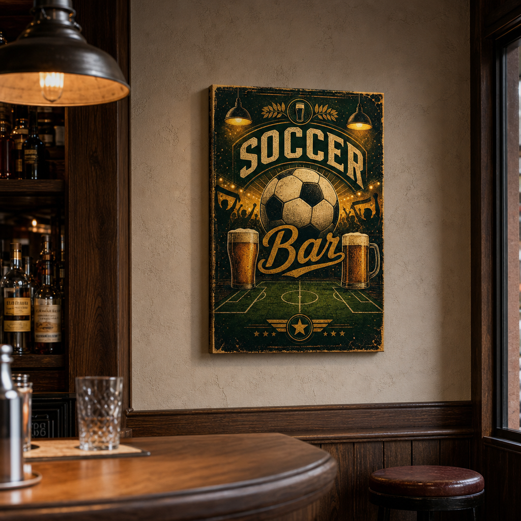 Soccer Bar Wall Art Canvas 18×24 inch wrapped canvas wall mockup