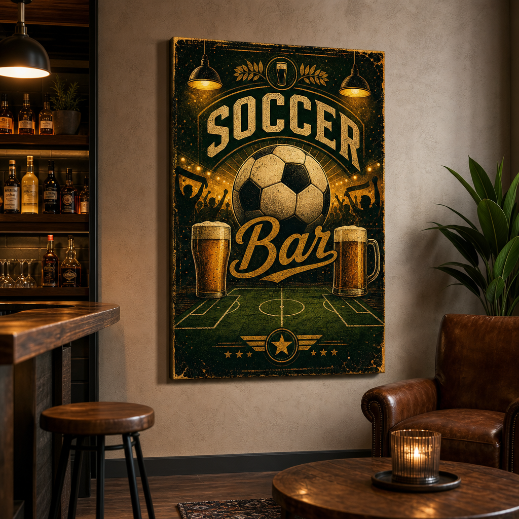 Soccer Bar Wall Art Canvas 30×40 inch wrapped canvas wall mockup