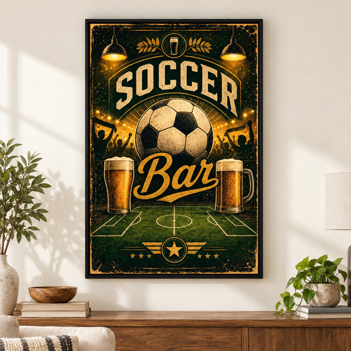 Soccer Bar Canvas Painting Wall Art for Home Decor | black_independent_close