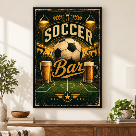 Soccer Bar Canvas Painting Wall Art for Home Decor | black_independent_close