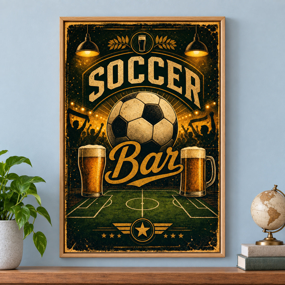 Soccer Bar Canvas Painting Wall Art for Home Decor | brown_independent_close