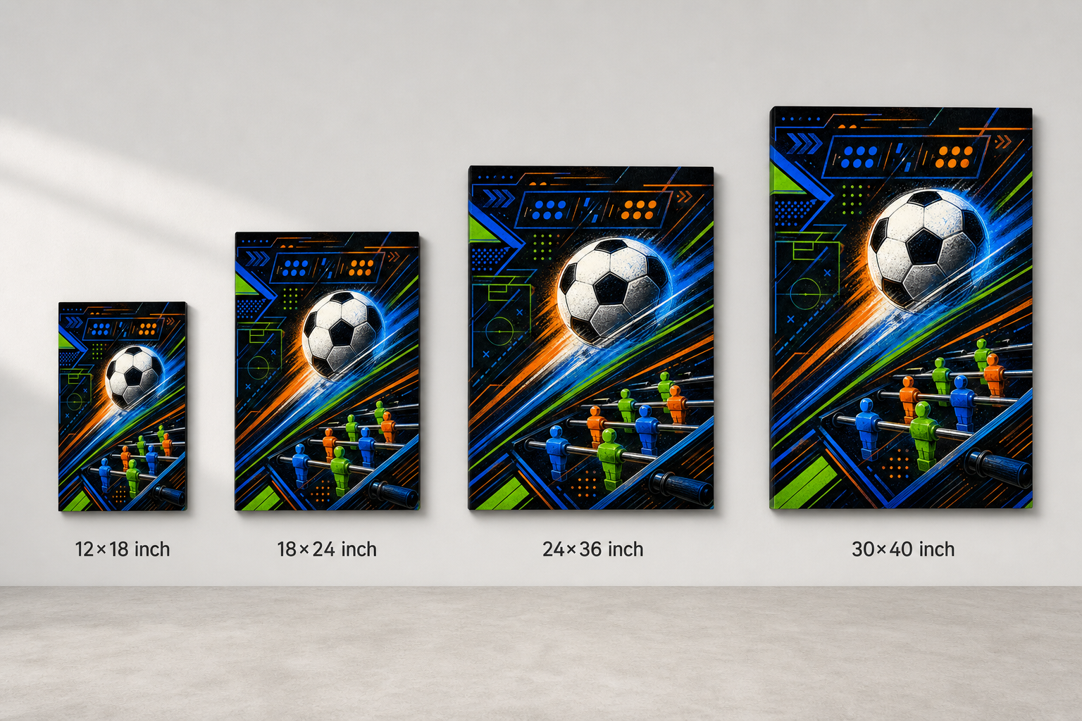 Game Room Football Canvas Wall Art canvas size comparison
