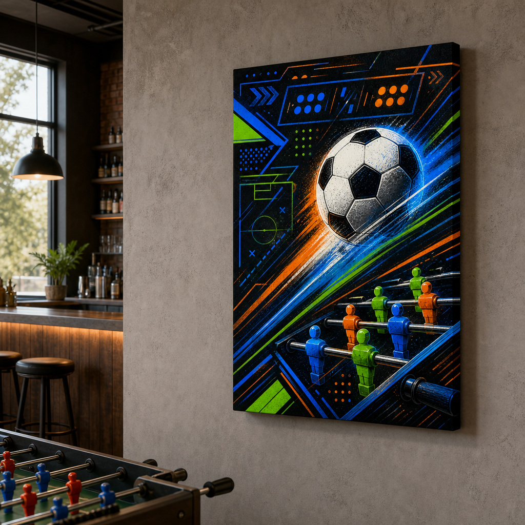 Game Room Football Canvas Wall Art 24×36 inch wrapped canvas wall mockup