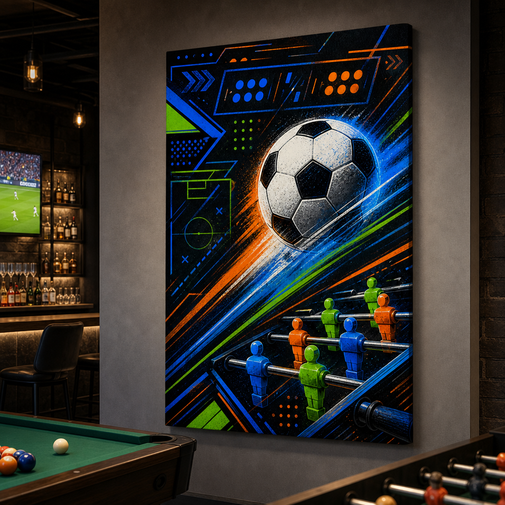 Game Room Football Canvas Wall Art 30×40 inch wrapped canvas wall mockup